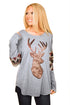 Sexy Gray Loose Sequin Christmas Reindeer Top